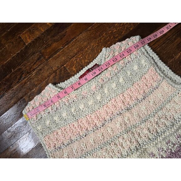 Vintage 80s Pastel Grannycore Knit Silk Sweater Vest - Picture 5 of 8